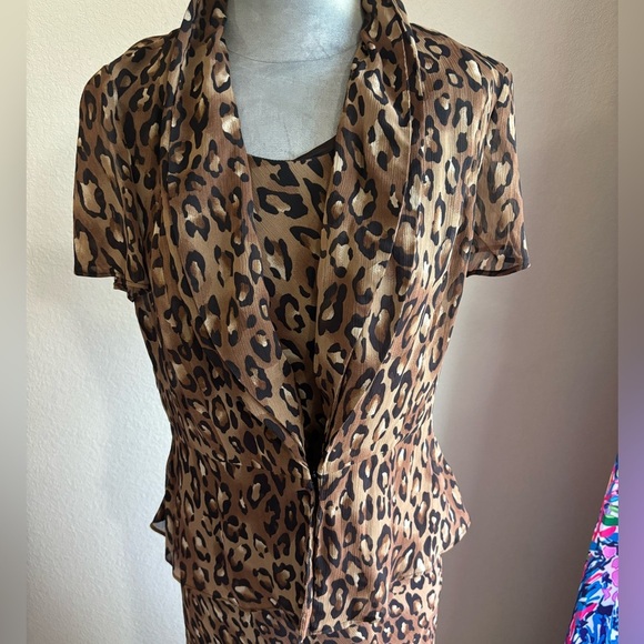 Vintage Studio One Leopard Print Maxi Dress With Cropped Jacket - Picture 3 of 13